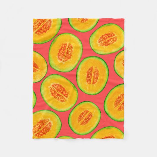 Melonsnijdsels waterverf patroon fleece deken (Voorkant)