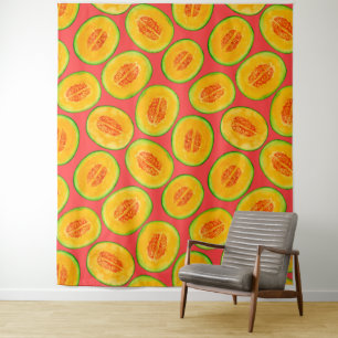 Melonsnijdsels waterverf patroon wandkleed