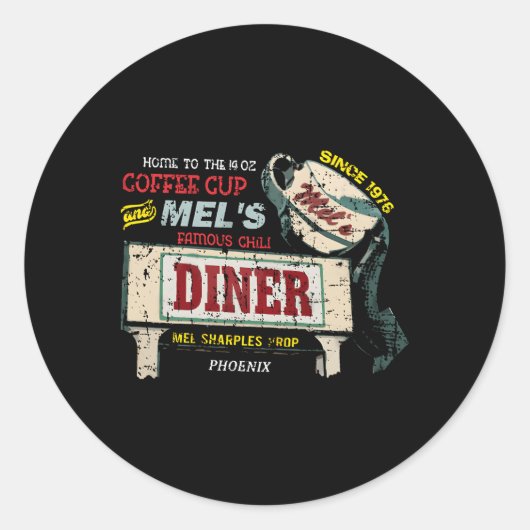 Mel's diner van Alice bedroefd Ronde Sticker (Voorkant)