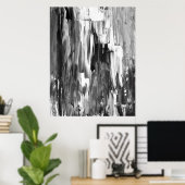 'Melted' Black and White Abstract Art Poster Afdru (Thuiskantoor)