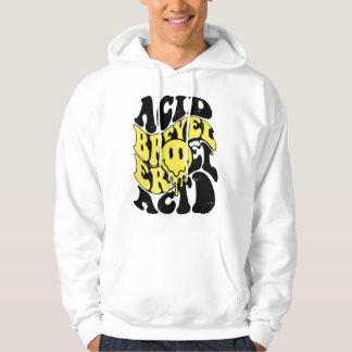 Melting Acid Smiley Face Psychedelic Liquid Typogr Hoodie
