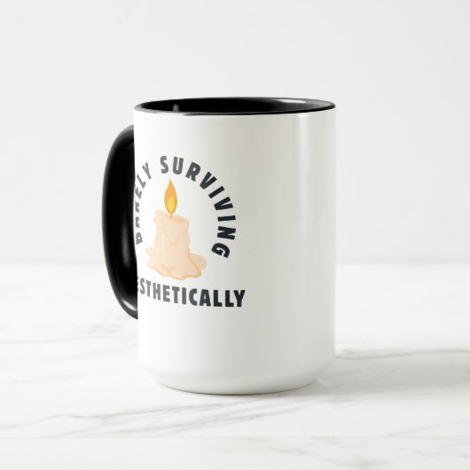 Melting Candle "Barely Surviving Aesthetically" Mok (Voorkant links)