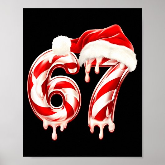 Melting Candy Cane 67 Christmas Design, Santa Hat  Poster (Voorkant)