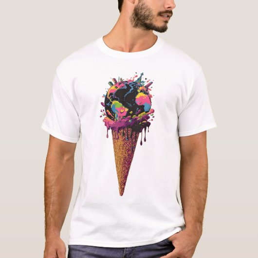 Melting Earth Ice Cream Cone - Climate Chan Tee T-shirt (Voorkant)