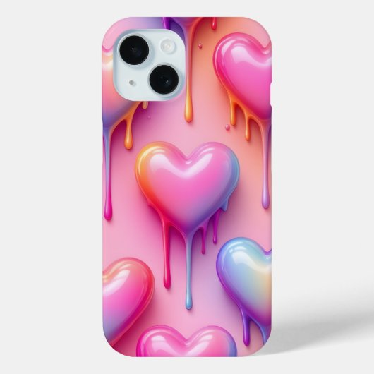 Melting Heart Phone Case – Glossy Pastel Love Desi (Achterkant)