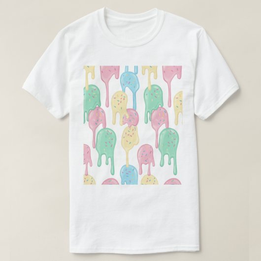 Melting Ice Cream and Sprinkles Pattern T-shirt (Design voorkant)