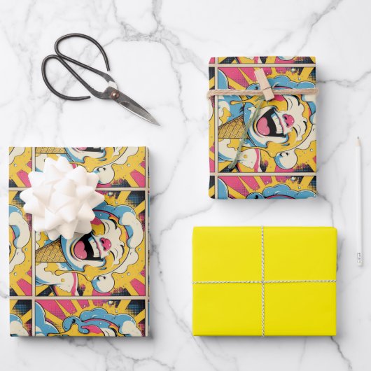 Melting Joy – Ice Cream Pop Art Explosion Inpakpapier Vel (Voorkant)
