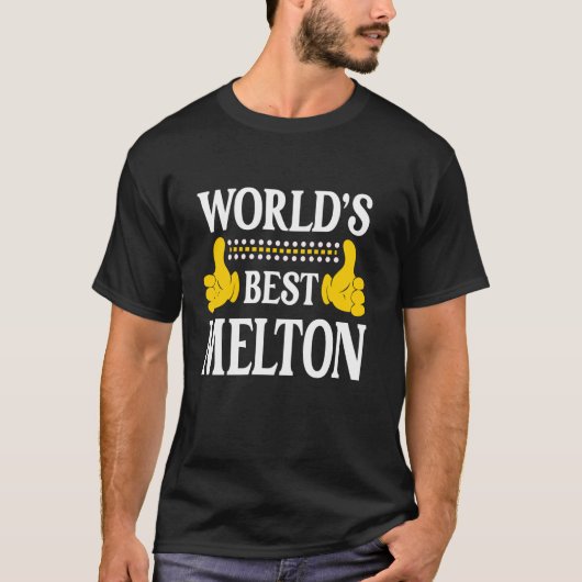 Melton Achternaam Team Familie Achternaam World's T-shirt (Voorkant)