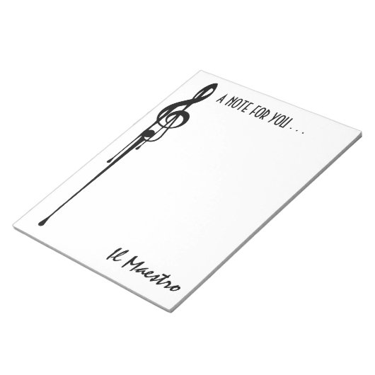 MELTPOINT WHITE Black G-Clef 'Il Maestro' Custom Notitieblok (Schuin)