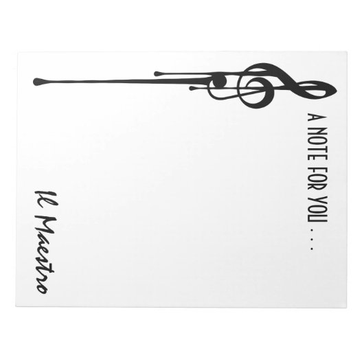 MELTPOINT WHITE Black G-Clef 'Il Maestro' Custom Notitieblok (Voorkant)