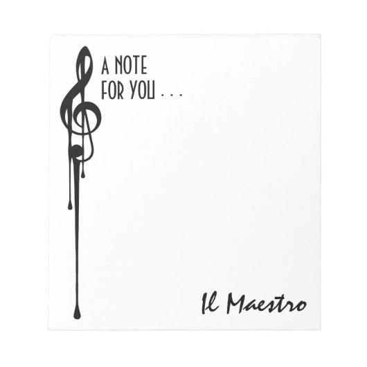 MELTPOINT WHITE Black G-Clef 'Il Maestro' Custom Notitieblok (Voorkant)