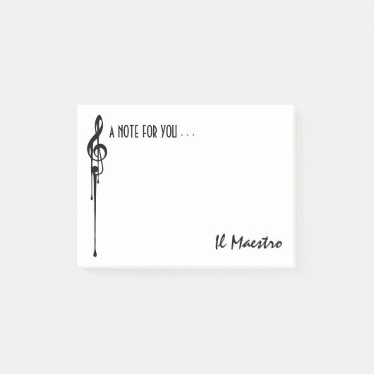 MELTPOINT WHITE Black G-Clef 'Il Maestro' Custom Post-it® Notes (Voorkant)