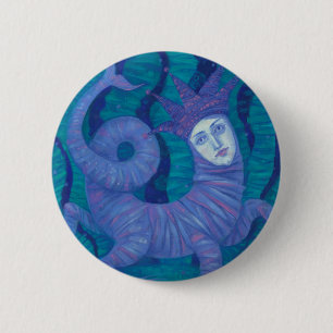 Melusine, Melusina, fantasie, surrealistisch, wate Ronde Button 5,7 Cm