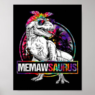 Memasaurus Dinosaur Memaw Saurus Family Matching Poster