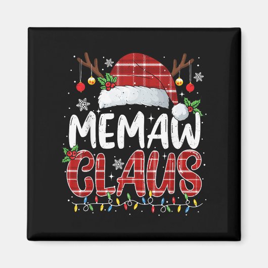 Memaw Claus Christmas Lights Pajama Family Matchin Magneet (Voorkant)