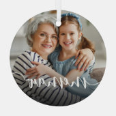 Memaw Grandma Script Overlay Glas Ornament (Achterkant)