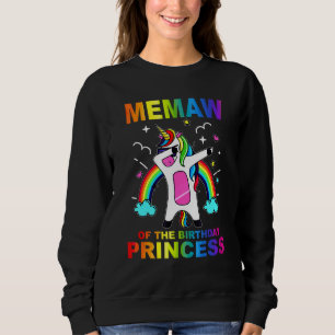 Memaw of the Birthday Princess Girl Dabbing Unicor Trui