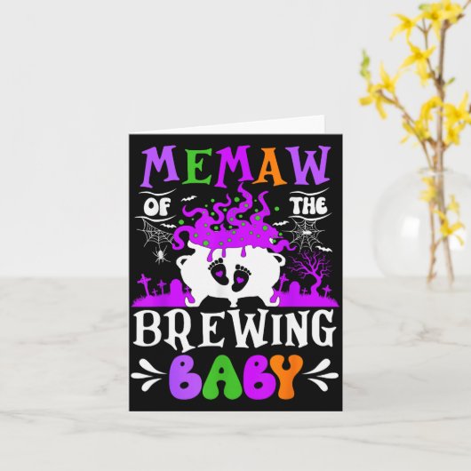 Memaw Of The Brewing Baby Grandma To Be Halloween Kaart (Gele Bloem)