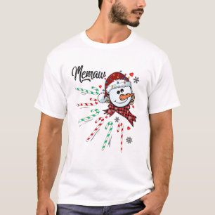 Memaw Snowman Candy Cane Kerstmis Funny T-shirt