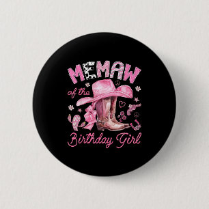 Memaw van de jarige meid roze cowgirl western ronde button 5,7 cm