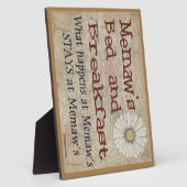 Memaw's Bed and Breakfast Ce qui se passe à Plaque (Côté)