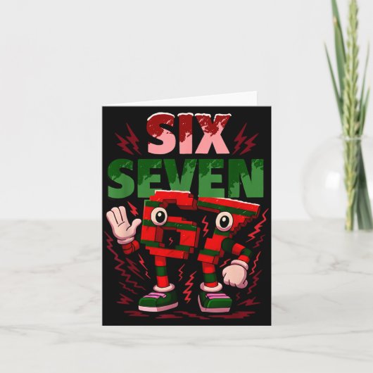 Meme 6 7 Six Seven Italian Brainrot Christmas Red  Kaart (Voorkant)