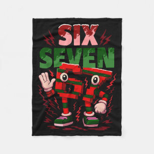 Meme 6 7 Zes Zeven Italiaanse Brainrot Kerst Rood Fleece Deken