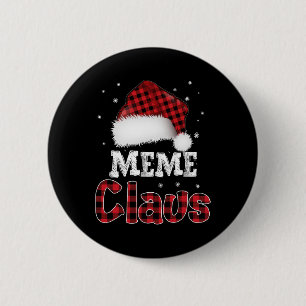 Meme Claus Kerst Rood Plaid Pyjama Familie Match Ronde Button 5,7 Cm