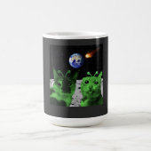 Mème de chat alien vert selfie UFO drôle mug (Centre)