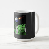Mème de chat alien vert selfie UFO drôle mug (Devant droit)