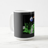 Mème de chat alien vert selfie UFO drôle mug (Devant gauche)