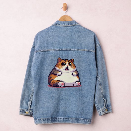 Mème de chat gras orange choqué pixel art (Hangar)