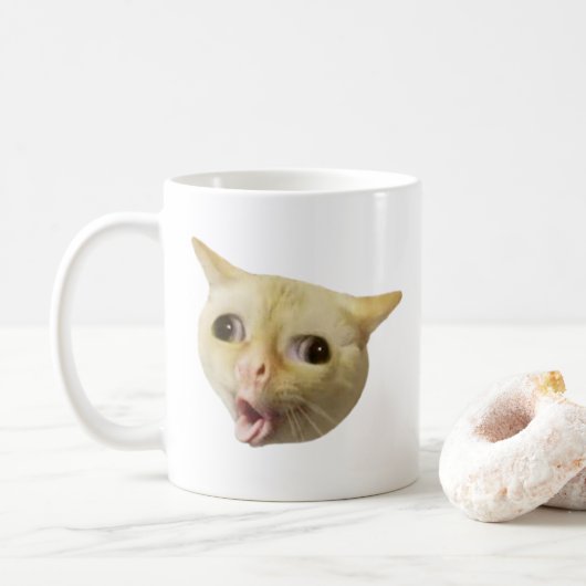 Mème de chat toussant Mug double face (Avec donut)