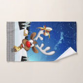 Mème de Noël drôle de renne qui regarde par-dessus (Serviette à main)