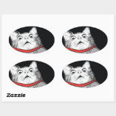 Mème d'essence de chat surpris - Stickers ovale (Feuille)