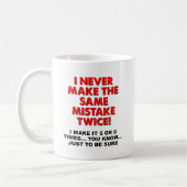 Même Erreur Deux Fois Tasse Drôle (Gauche)