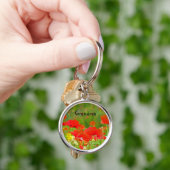 Mémé offre des porte-clés Fleurs de Pavot Rouge (main)