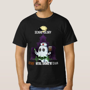 Meme Scare-ology Spooky Nurse Ghost Dark Humor T-shirt