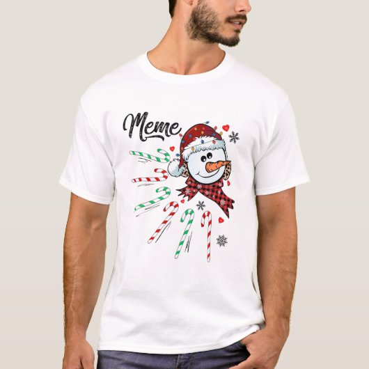 Meme Snowman Candy Cane Kerstmis Funny T-shirt (Voorkant)