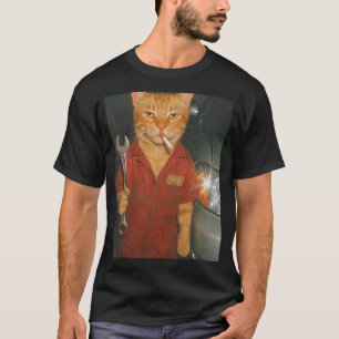 Meme van Mechanic Smoking Cat T-shirt