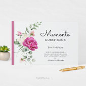 Memento Bruiloft Gastenboek Pink Rose Peony Blooms