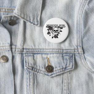 memento mori bloem ronde button 5,7 cm