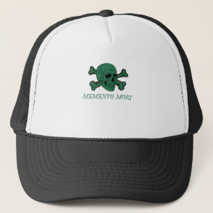 Memento Mori Bos Groen Schedel en Gekruiste Botten Trucker Pet