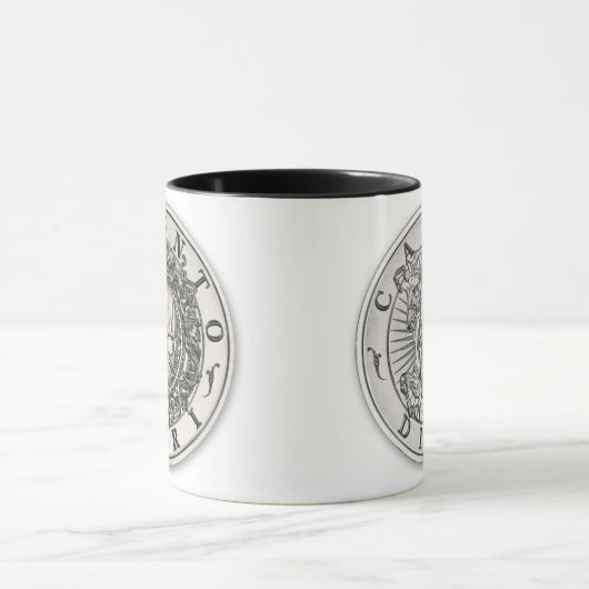 Memento Mori Carpe Diem Silver Round Mok (Midden)