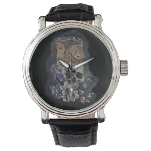 Memento mori cat horloge