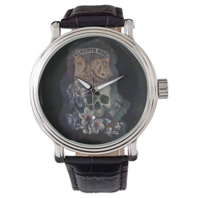 Memento mori cat horloge (Voorkant)