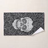 Memento Mori ! Crâne et Roses, main tirée (Serviette à main)