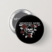 Memento mori rode rozen ronde button 5,7 cm (Voorkant /achterkant)