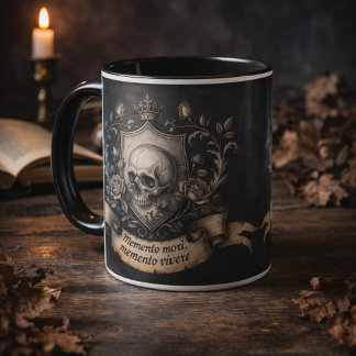 Memento Mori Schedel Crest Gotische Latijnse Citaa Mok