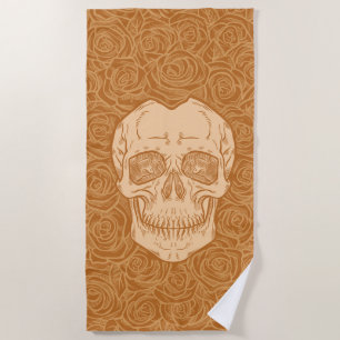 Memento Mori! Schedel en Rozen, hand getekend Strandlaken